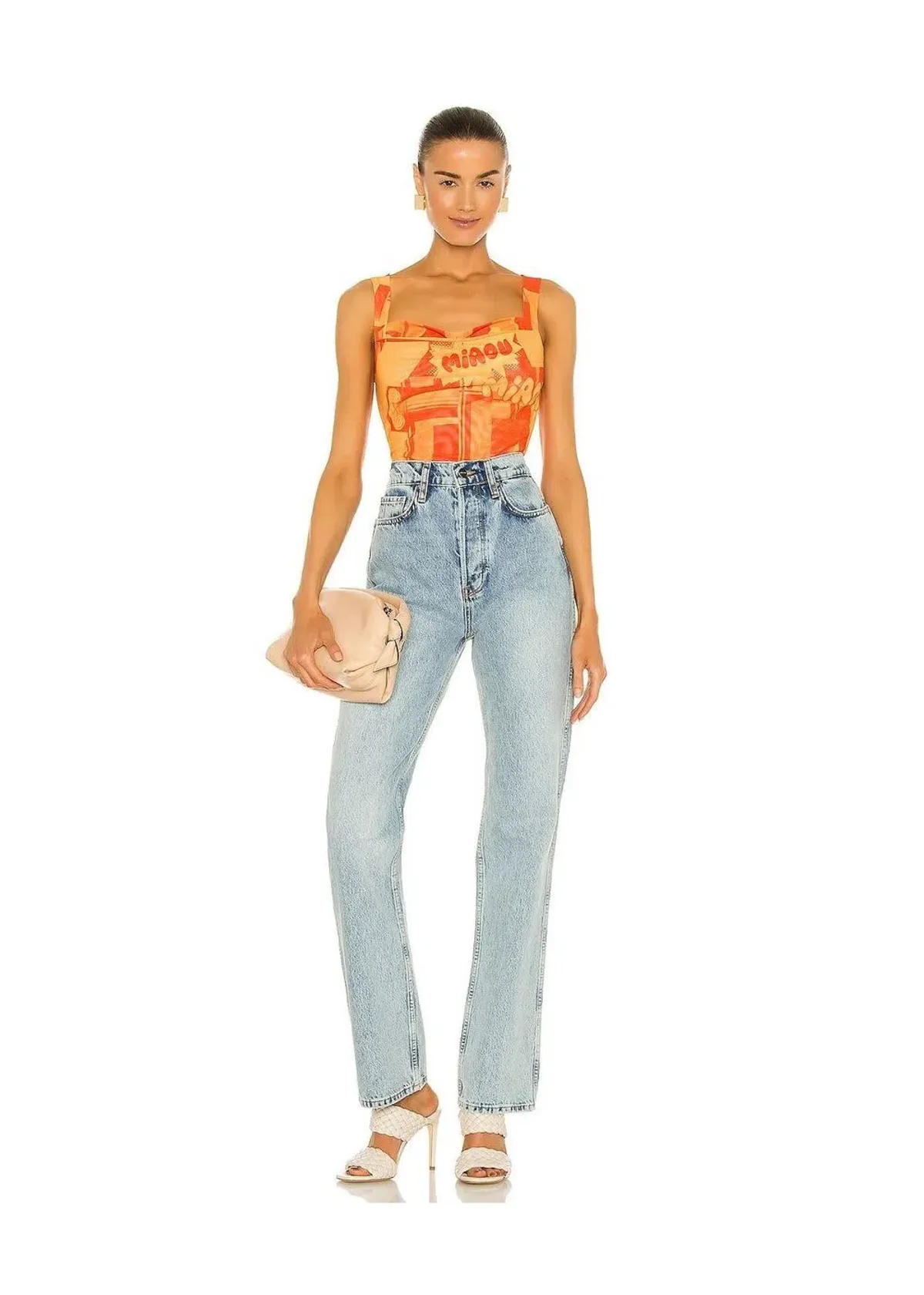 Miaou Imogen Corset Stone Orange Print Size S/ AU 10 - Image 1