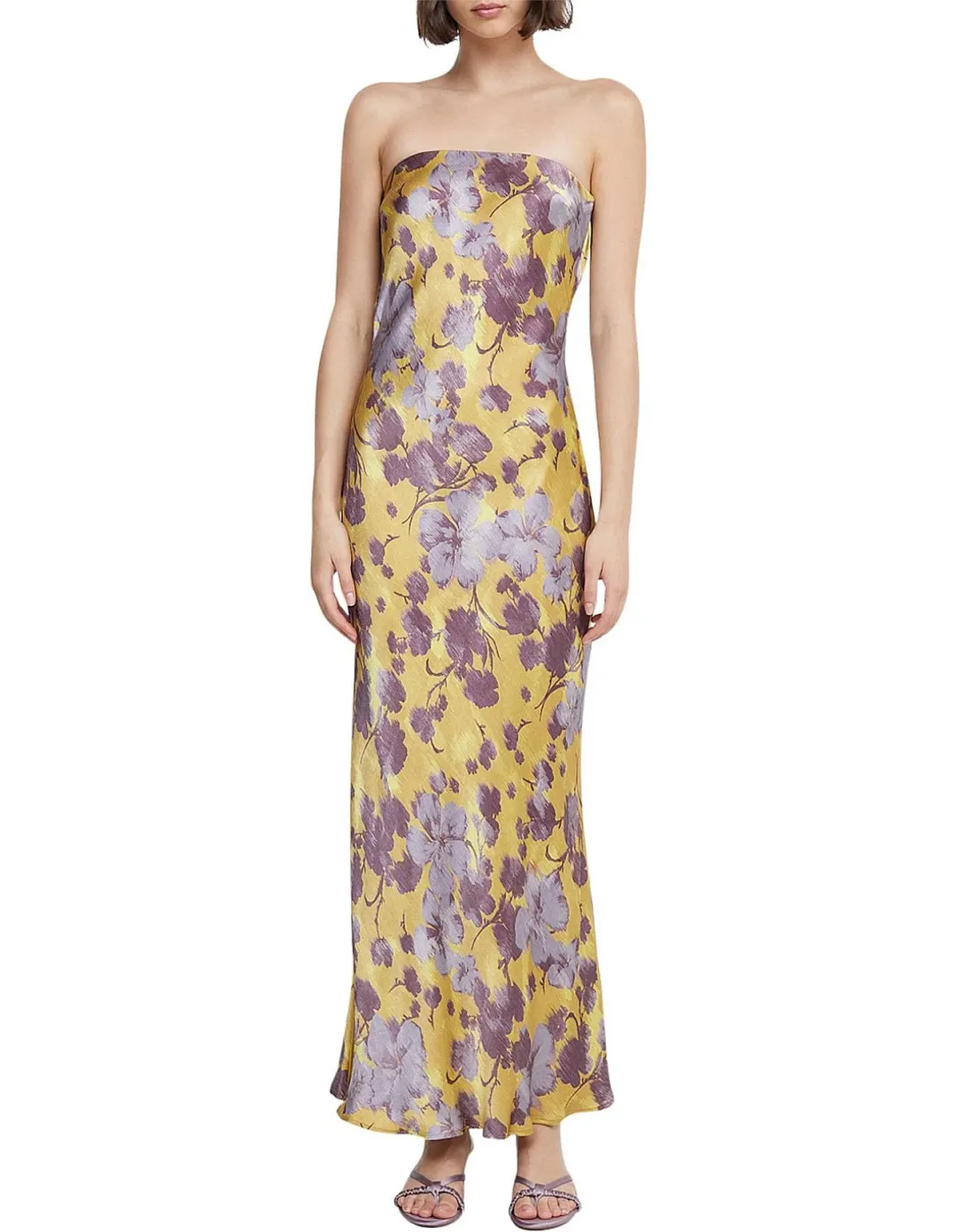 Bec & Bridge Moondance Strapless Maxi Dress Golden Violet Size XS / AU 6 for rent on The Volte - main image