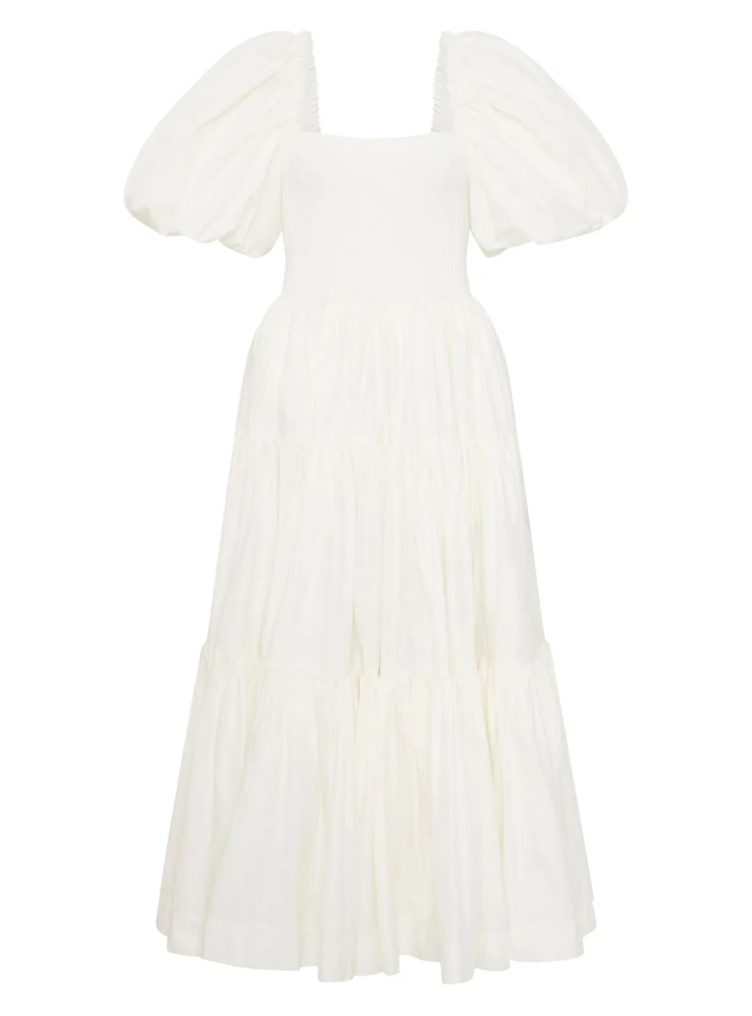 Aje Casa Puff Sleeve Midi Dress Ivory Size AU 10 for rent on The Volte - main image