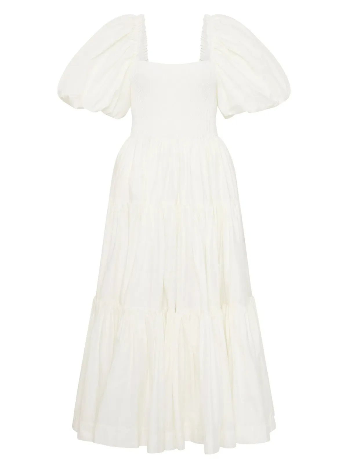 Aje Casa Puff Sleeve Midi Dress Ivory Size AU 10 - Image 4
