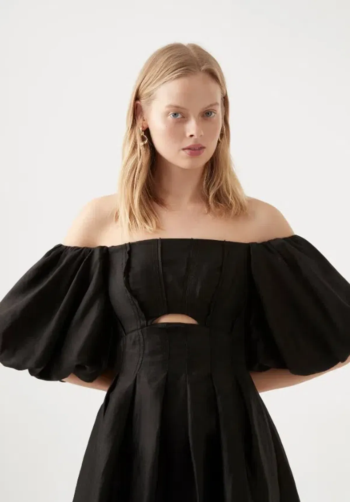 Aje Eugenie Off Shoulder Midi Dress Black Size 10 - Image 4