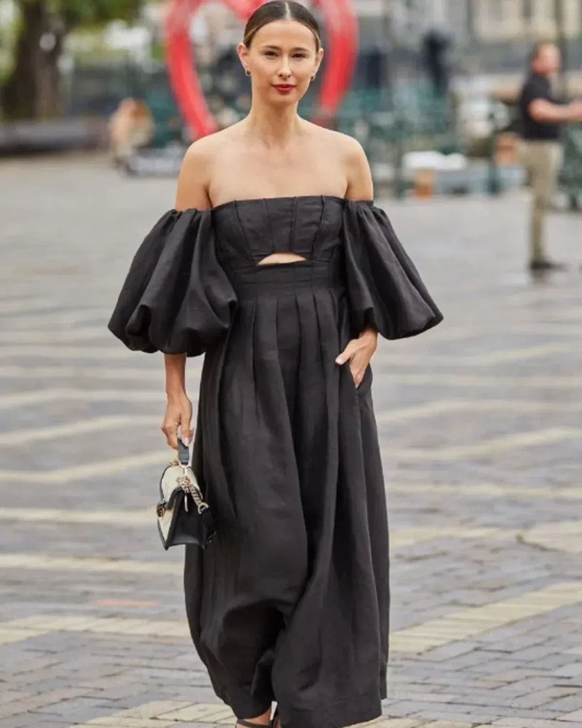 Aje Eugenie Off Shoulder Midi Dress Black Size 10 - Image 5