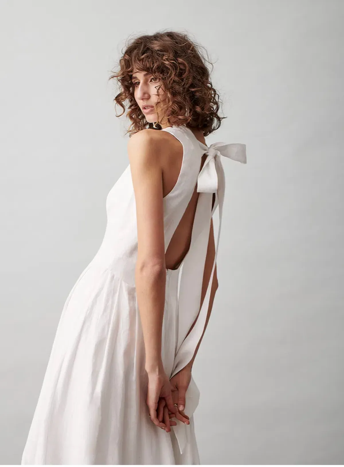 Joslin Marion Linen Maxi Sleeveless Dress White Size 8 - Image 4