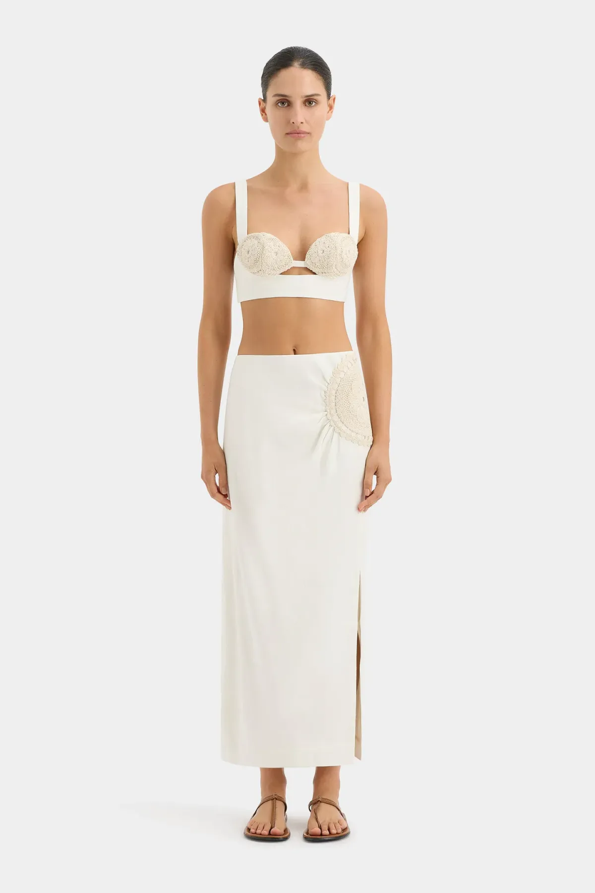Sir The Label Atacama Bralette Size 2 & Midi Skirt Size 1 Set Natural - Image 1