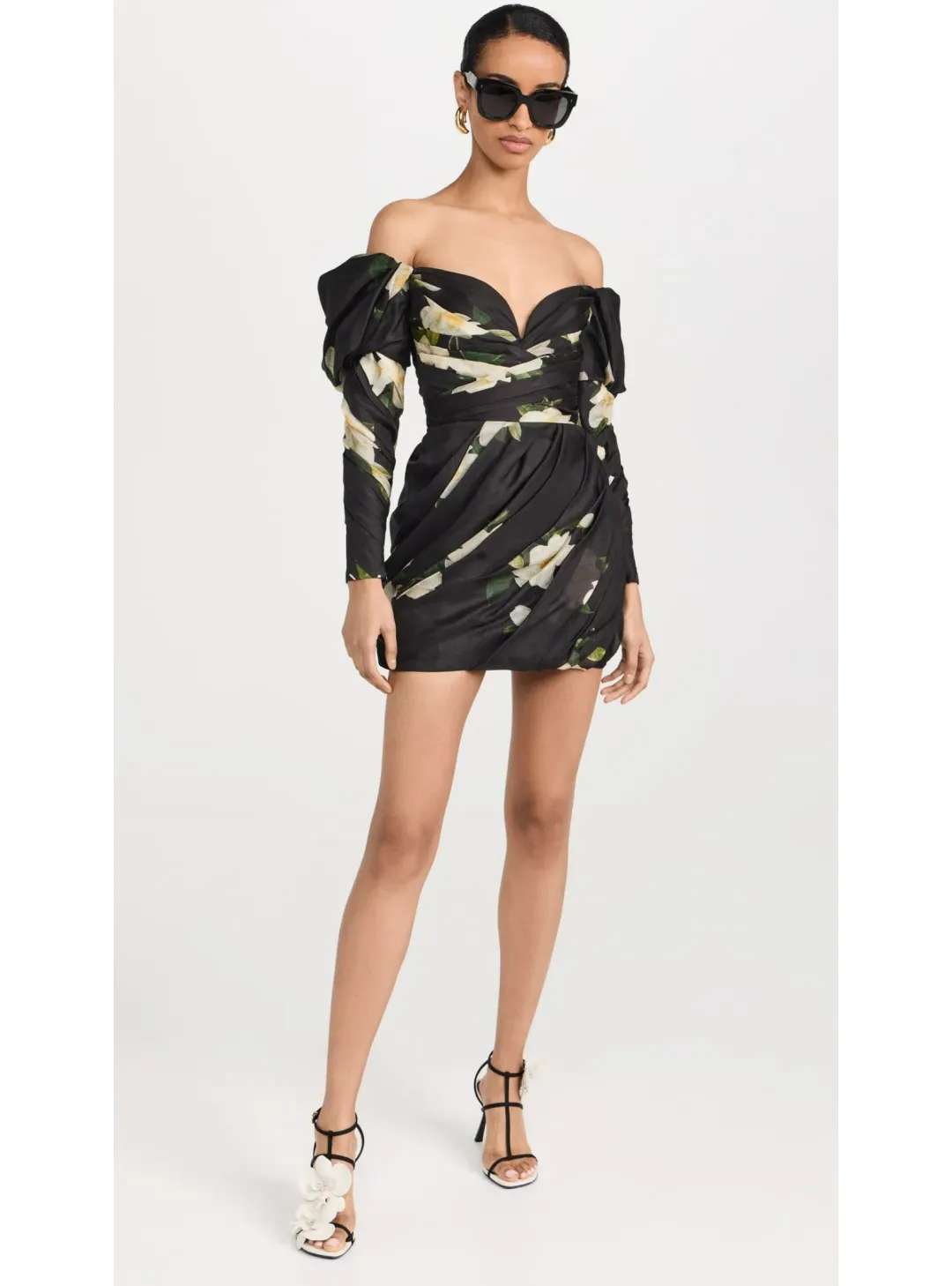 Zimmermann Harmony Drape Mini Dress in Black Magnolia Size 2 / AU 12 for rent on The Volte - main image