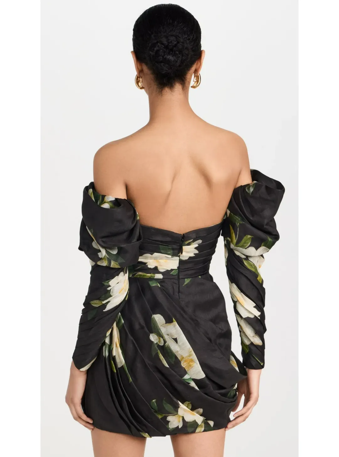 Zimmermann Harmony Drape Mini Dress in Black Magnolia Size 2 / AU 12 for rent on The Volte - main image