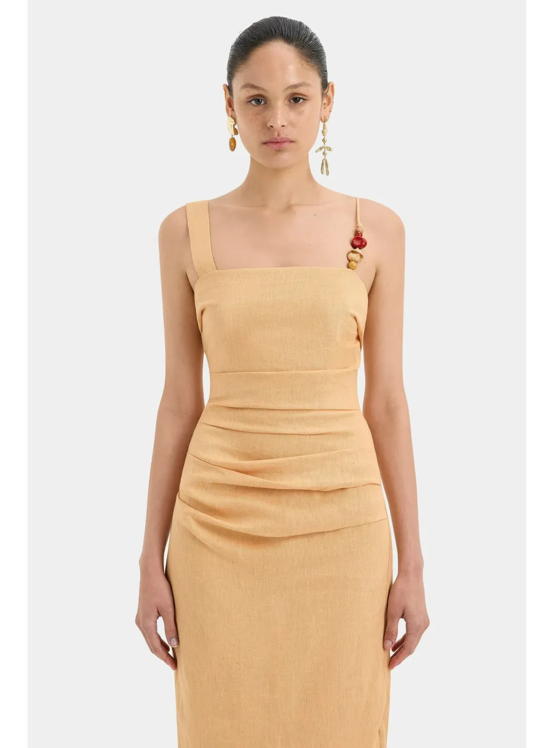 Sir the Label Antonia Beaded Midi Light Tan Size AU 14 for rent on The Volte - main image