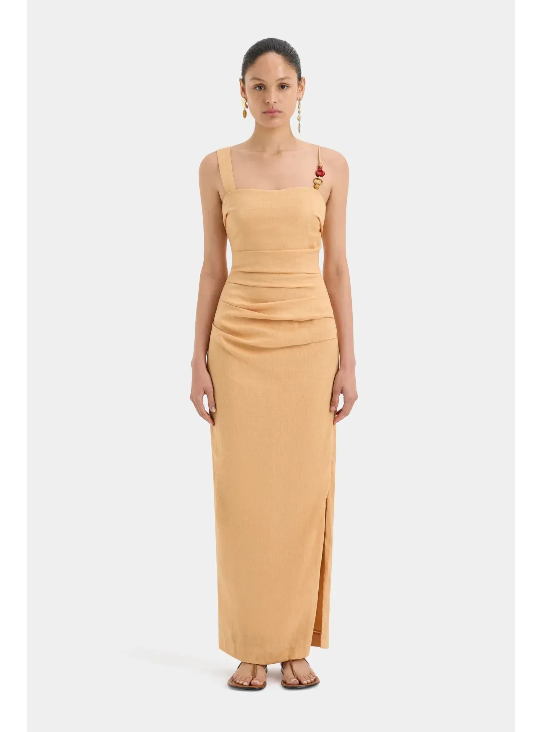 Sir the Label Antonia Beaded Midi Light Tan Size AU 14 for rent on The Volte - main image