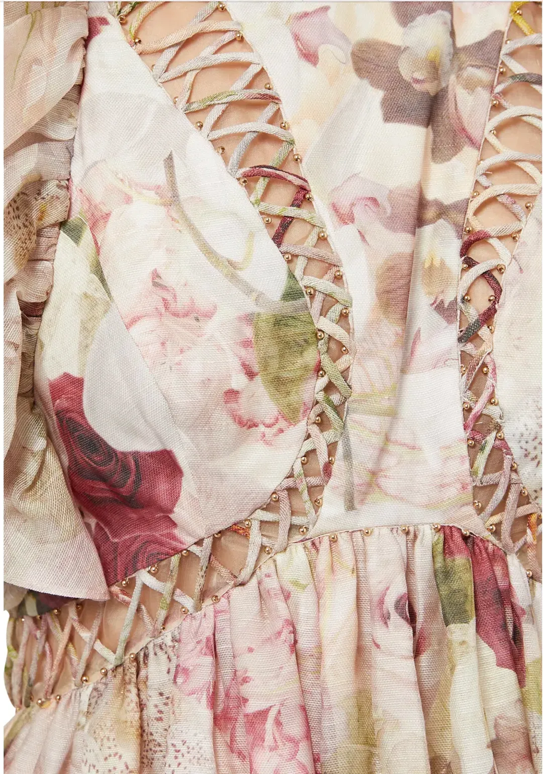 Zimmermann Dancer Laced Midi Dress Alabaster Garden Floral Size 3 / AU 14  for rent on The Volte - main image