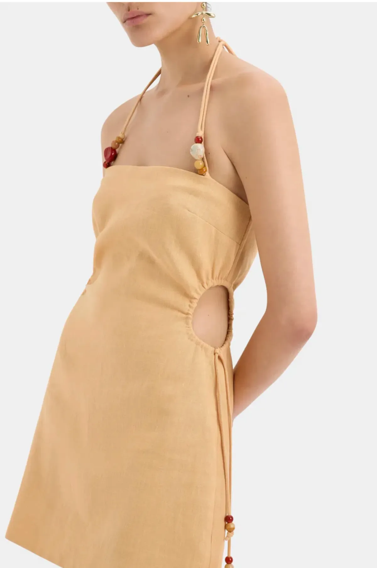 Sir the Label Antonia Beaded Mini Dress Light Tan Size 0 / AU 6 - Image 2