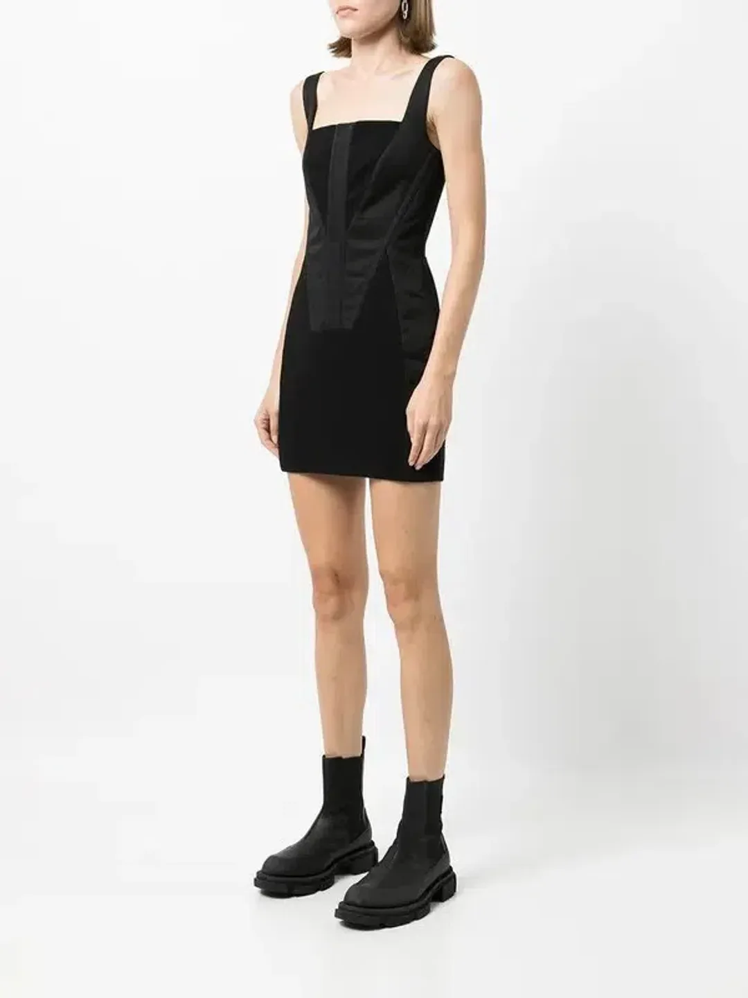 Dion Lee Fork Frame Panelled Mini Dress Black Size 8 for rent on The Volte - main image