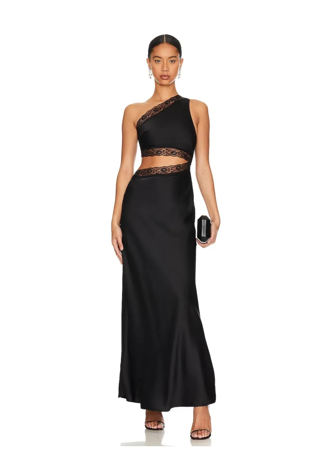 Misha Jillian Satin Dress Black Size 6/XS for rent on The Volte - main image