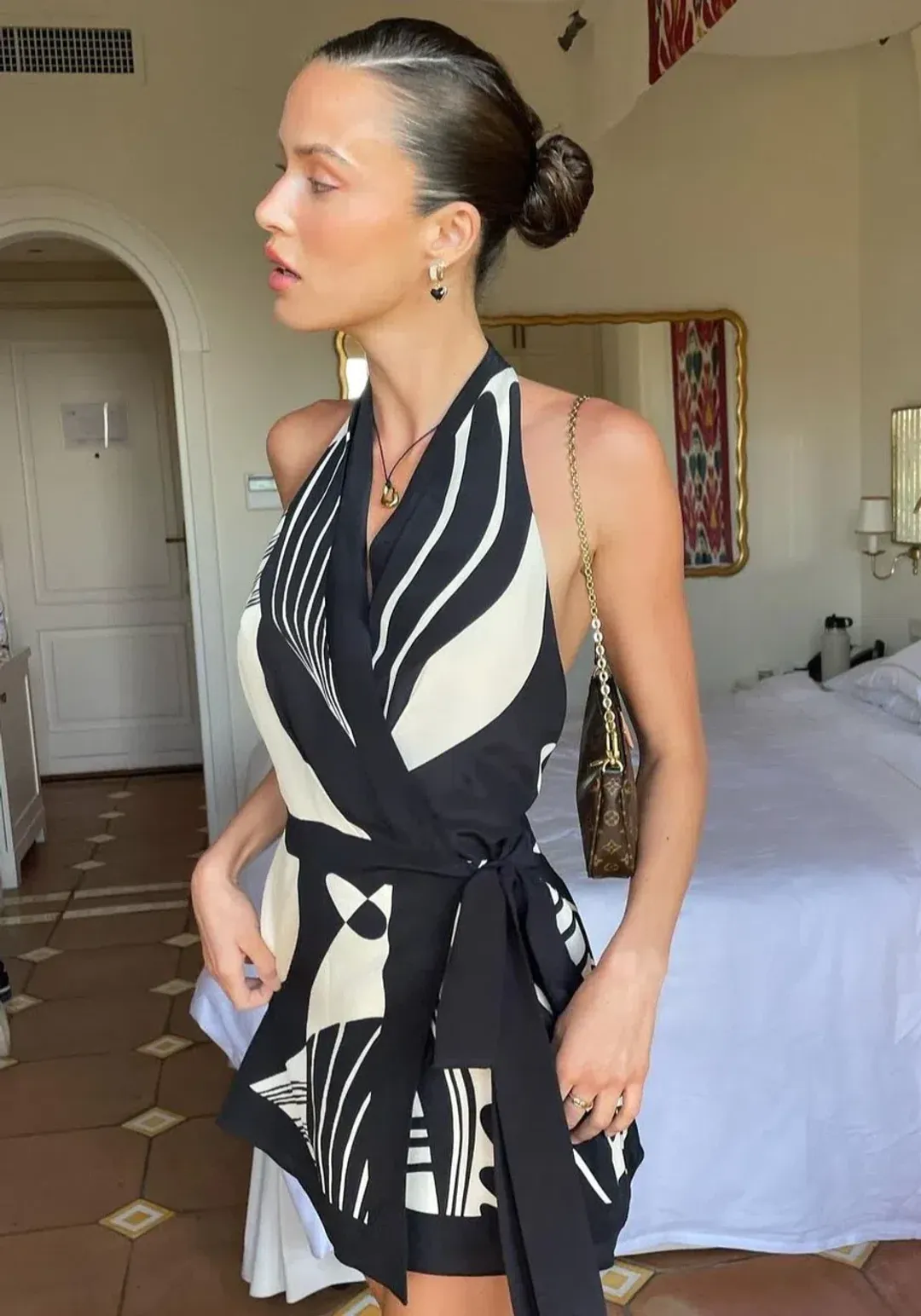 Sir the Label Realisme Wrap Halter Mini Dress Papier Size 8  for rent on The Volte - main image