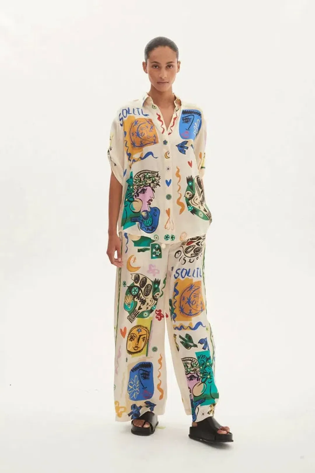 Alemais Soleil Oversized Shirt Size 8 and Pants Size 6 Set Multi for rent on The Volte - main image