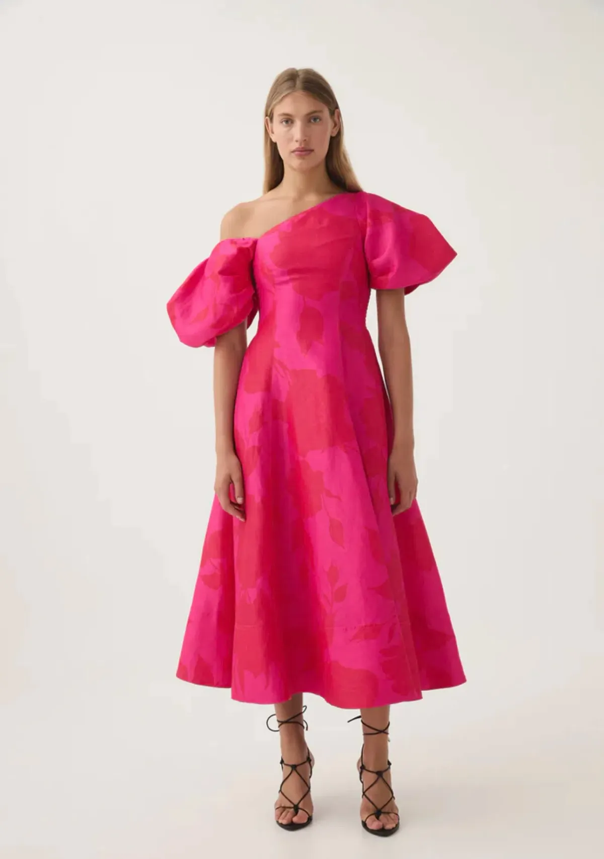 AJE Arista Tulip Sleeve Midi Dress in Florescent Rose Size 14 - Image 1