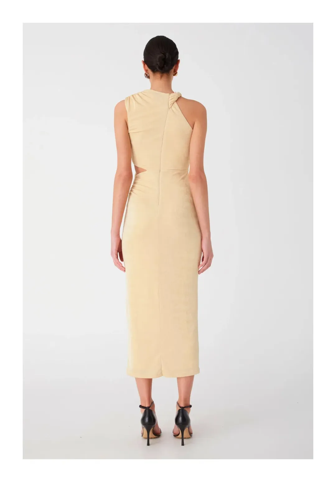Misha Graciela Slinky Jersey Midi Dress in Lemon Drop Size 8 for rent on The Volte - main image