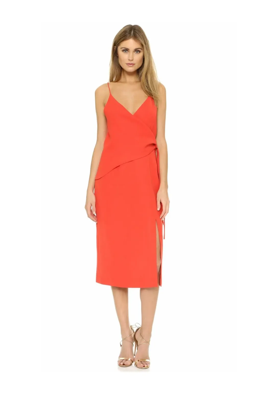 CMEO Collective Better Things Midi Wrap Dress Bright Red Size 8 for rent on The Volte - main image