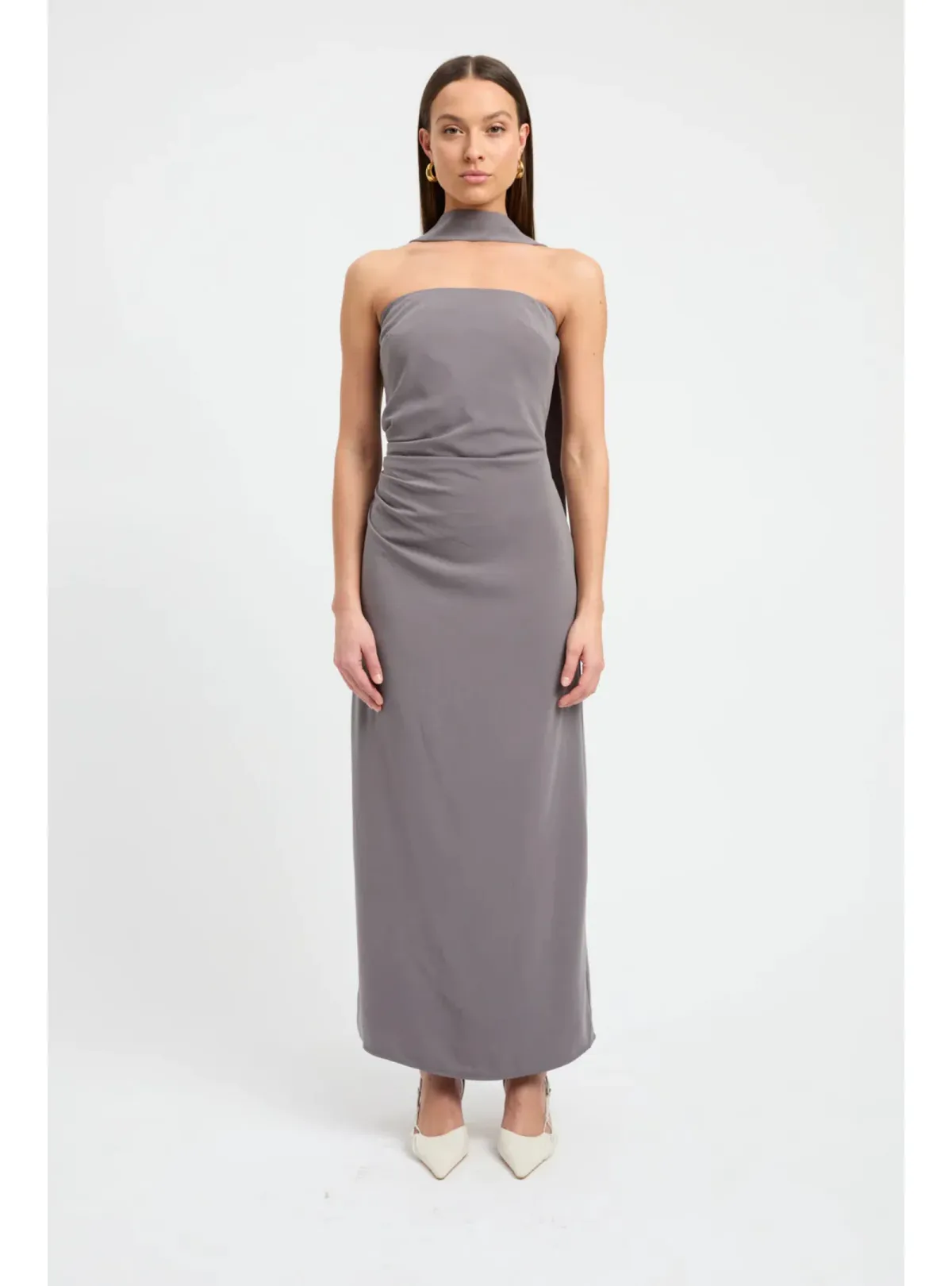 Kookai Koko Scarf Maxi Dress Charcoal Size 40 / AU 12 - Image 1