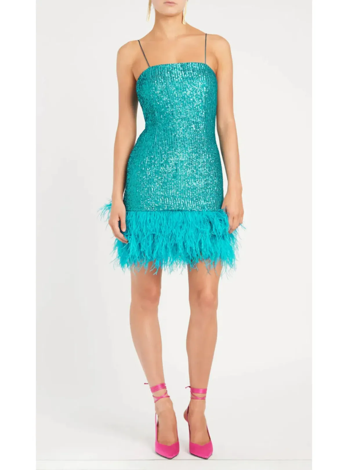 Rebecca Vallance Missing Hours Mini Dress Turquoise Size AU 14  - Image 1