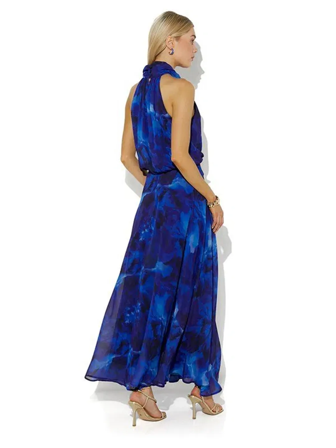 Montique Lula Lagoon Printed Maxi Dress Sapphire Blue Size 10 for rent on The Volte - main image