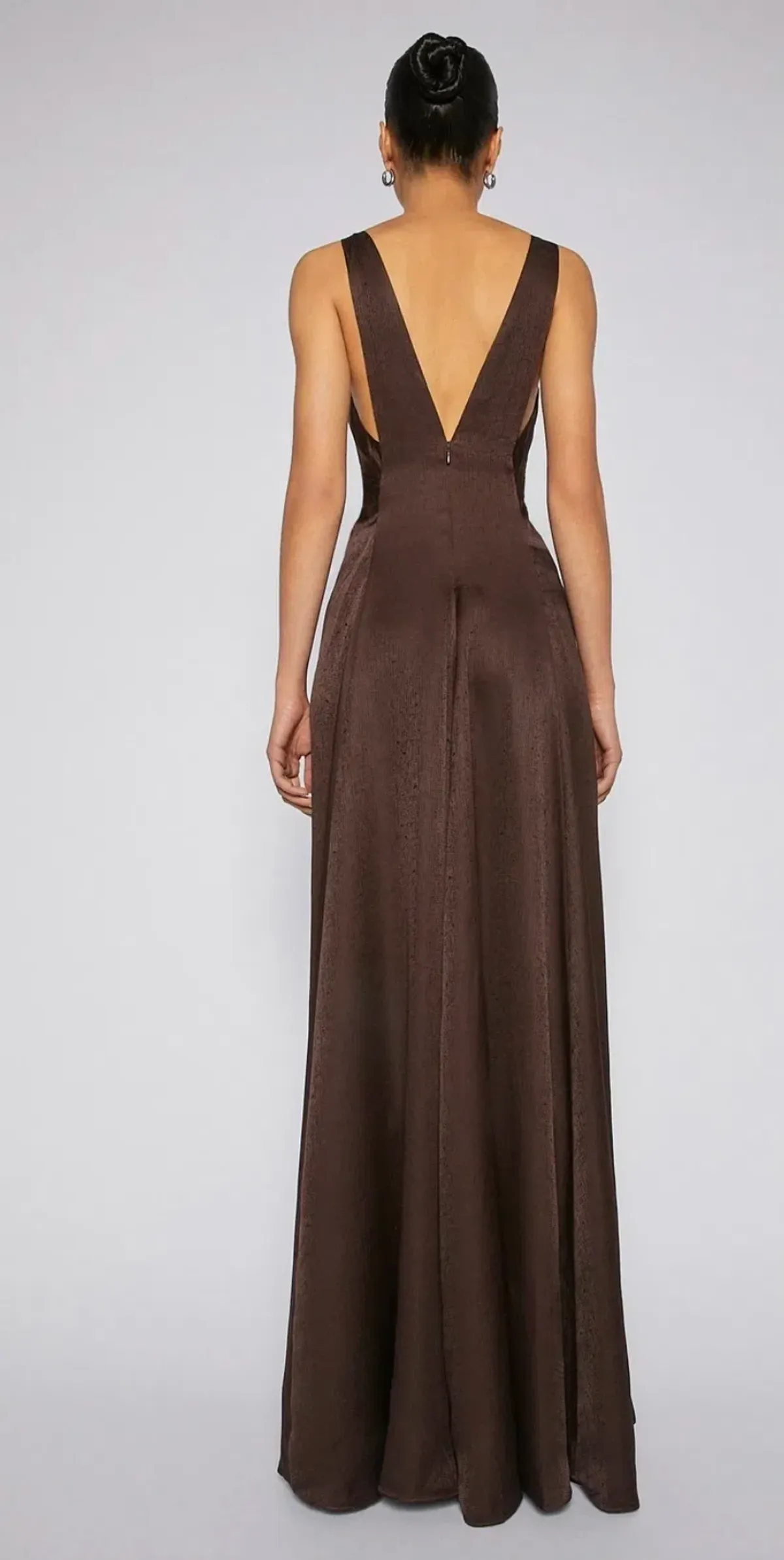 Scanlan Theodore Silk Jacquard Gown Chocolate Brown Size 10 - Image 4