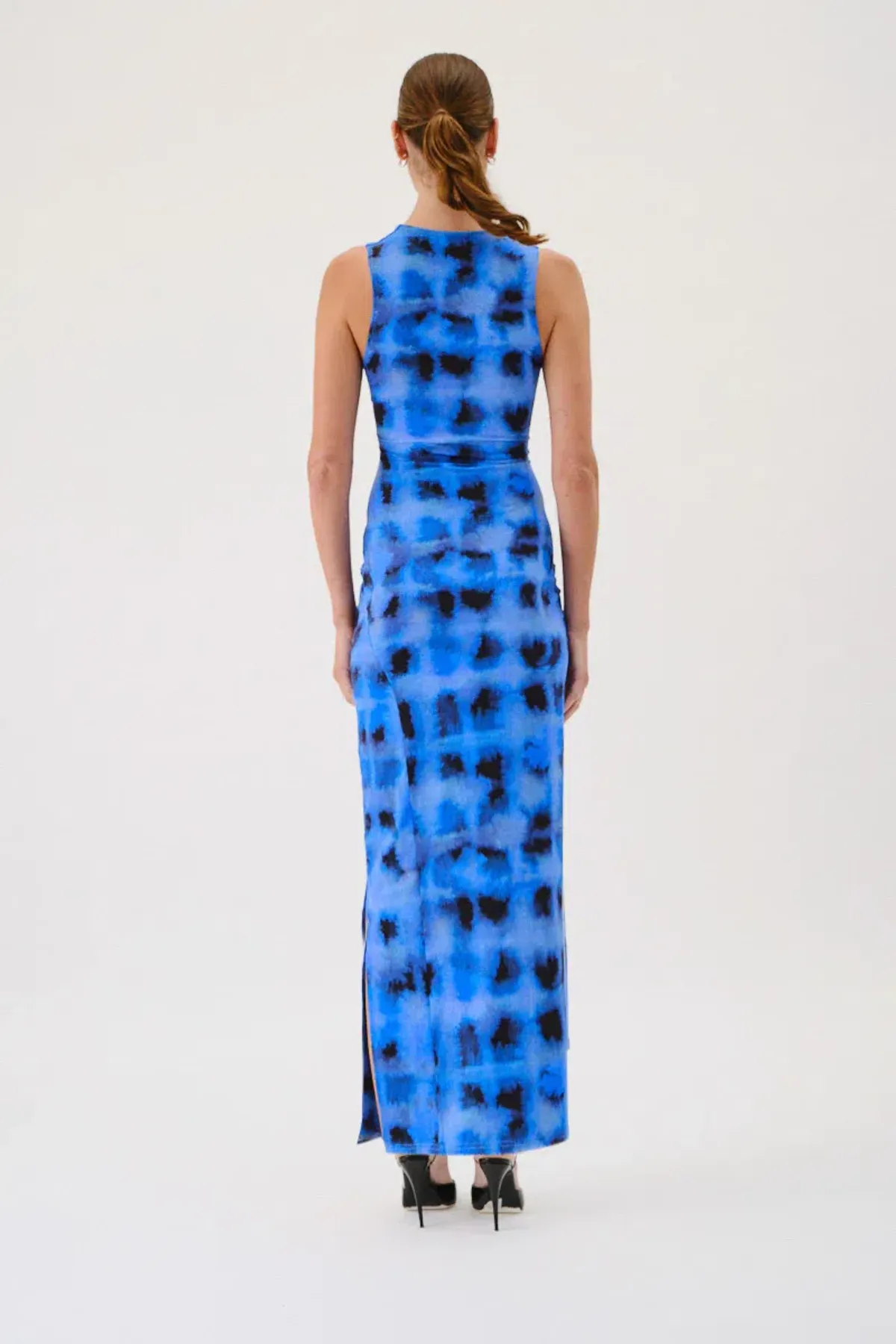 Suboo Shibori Sleeveless Reversible Twist Front Maxi Dress Blue Print Size S / AU 8 - Image 5