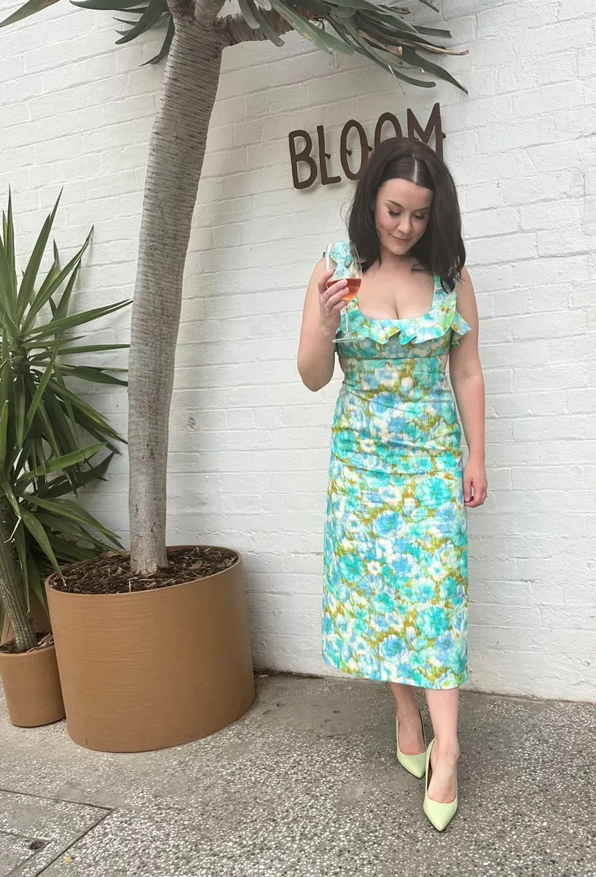 Zimmermann High Tide Frilled Midi Dress Aqua Ikat Floral Size 2 / AU 12 - Image 3