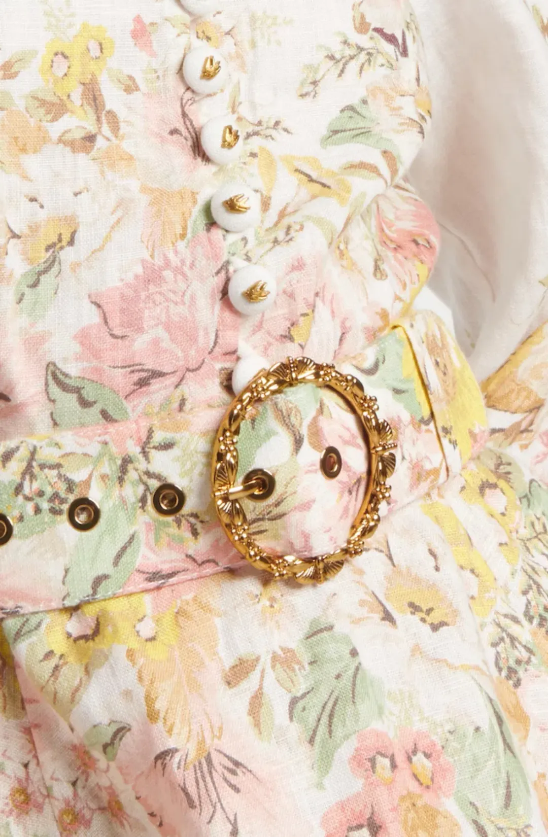 Zimmermann Matchmaker Buttoned Mini Dress Ivory/Coral Floral Size 0 / AU 8 for rent on The Volte - main image