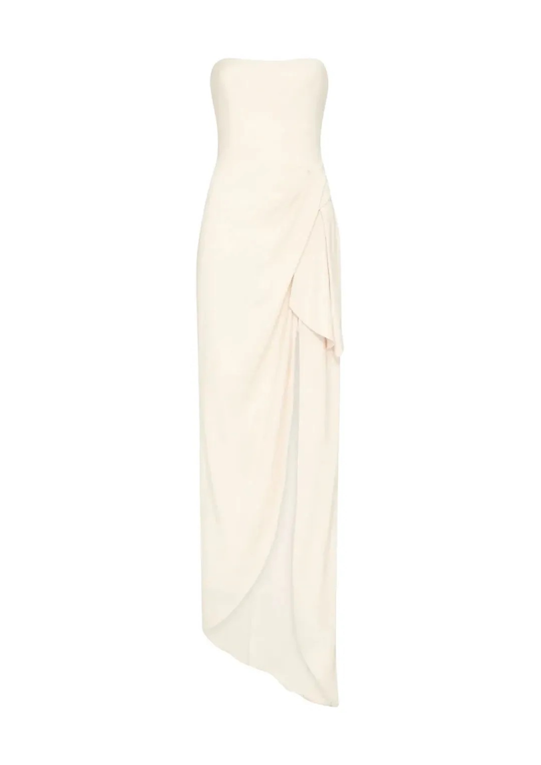 Manning Cartell Asymmetrical Games Strapless Maxi Gown in Cream Size 6  for rent on The Volte - main image