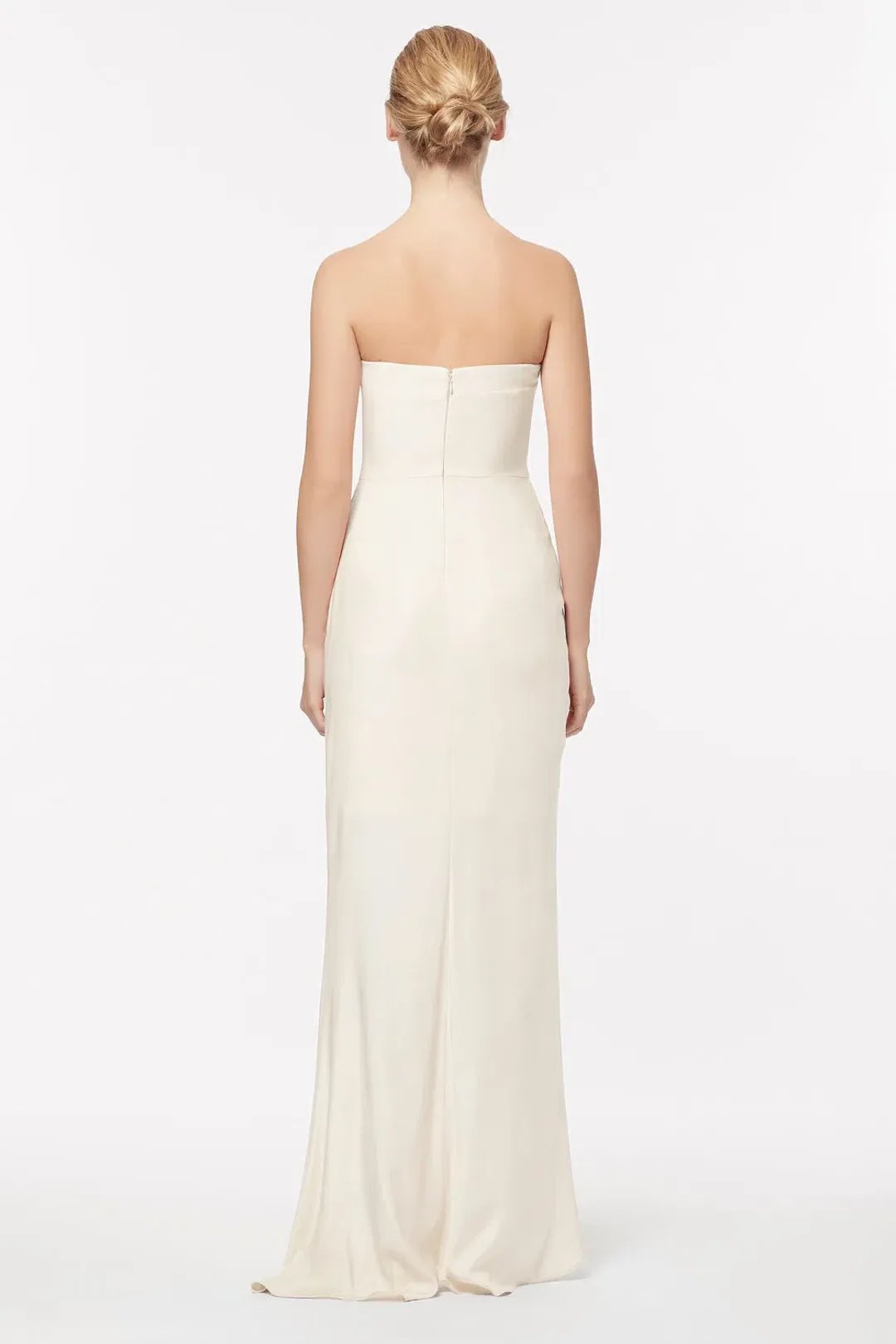Manning Cartell Asymmetrical Games Strapless Maxi Gown in Cream Size 6  for rent on The Volte - main image