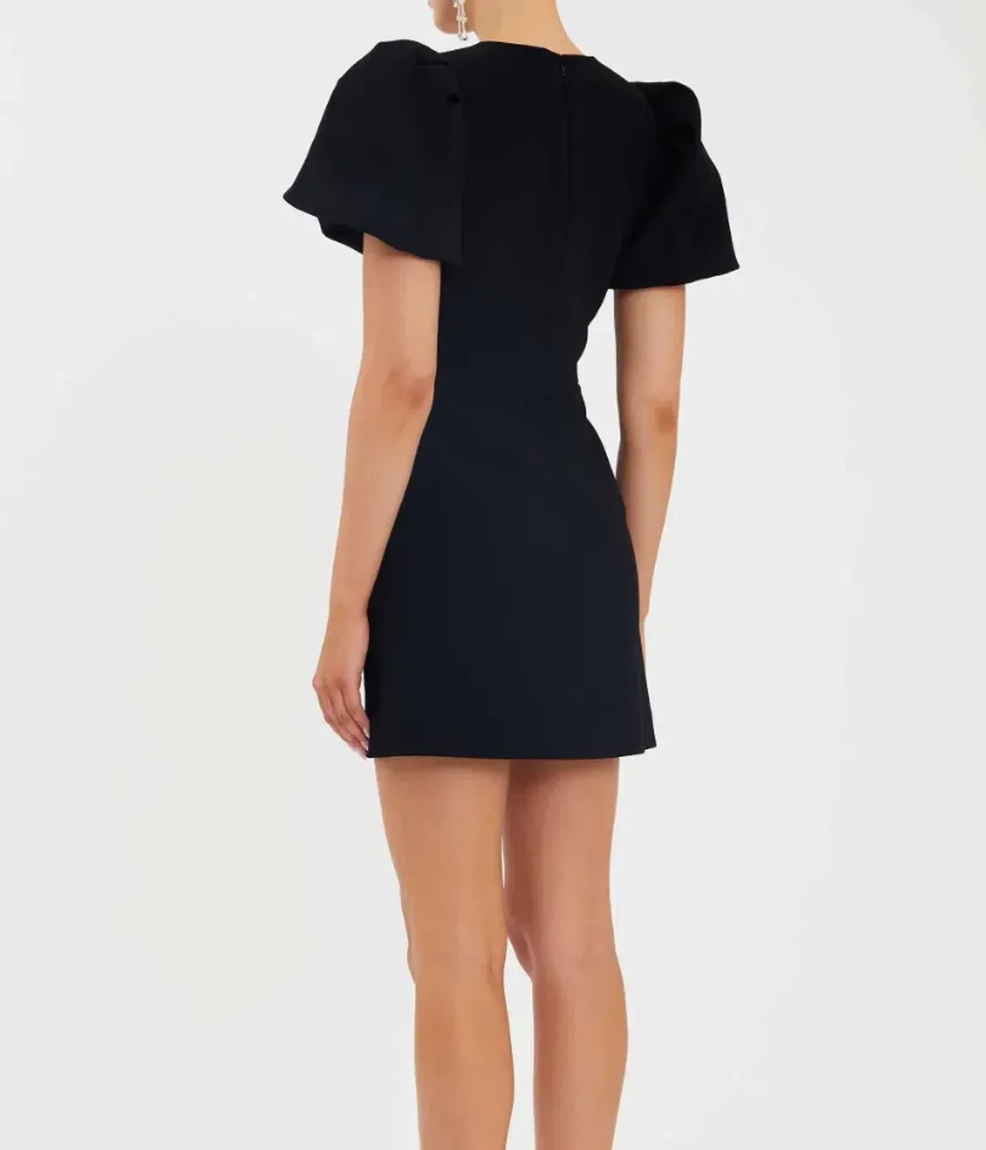 Rebecca Vallance Juliana Puff Sleeve Mini Dress Black Size 12 for rent on The Volte - main image
