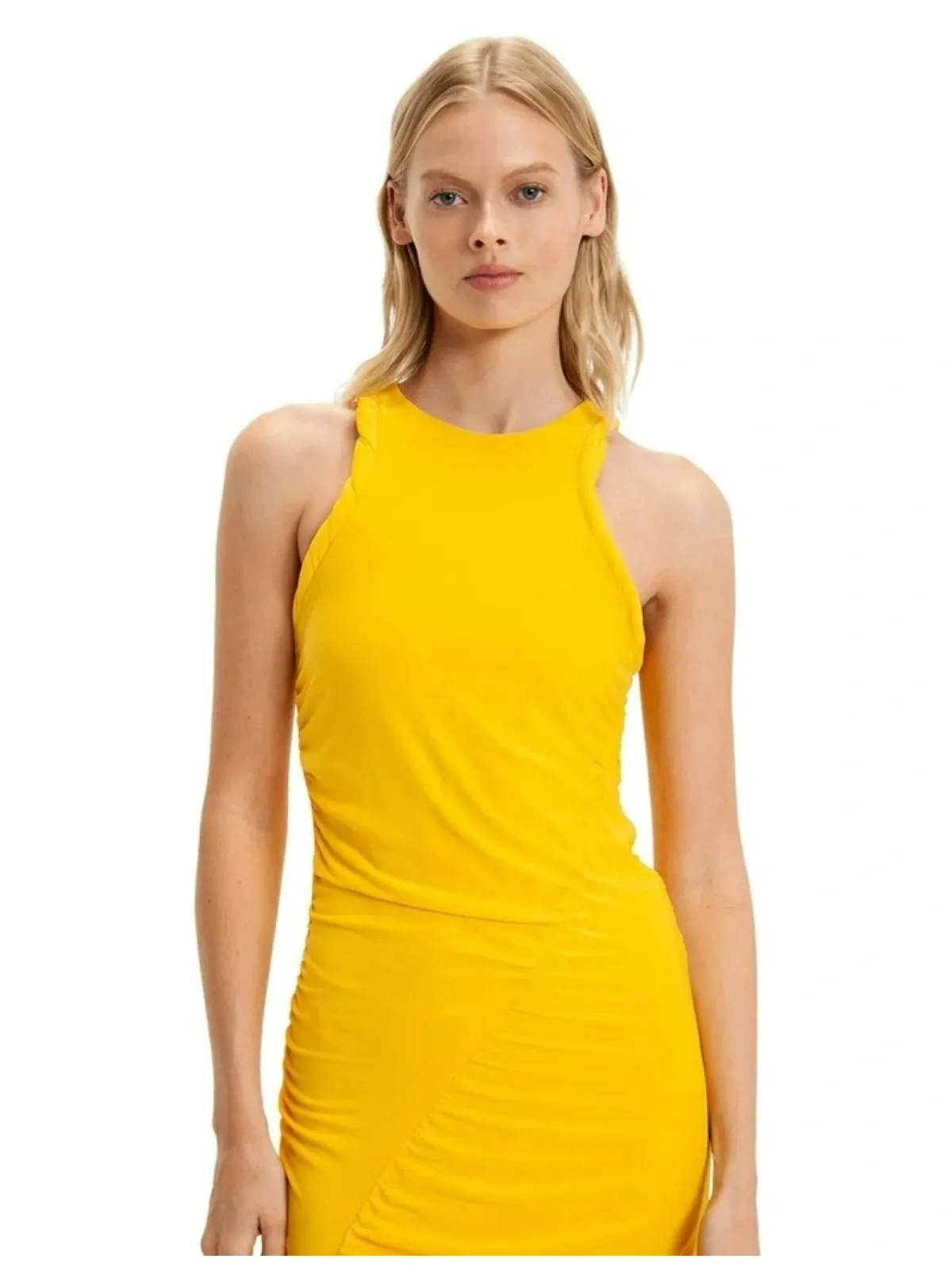 Cue Racer Jersey Midi Dress in Lemon Size AU 10 - Image 2
