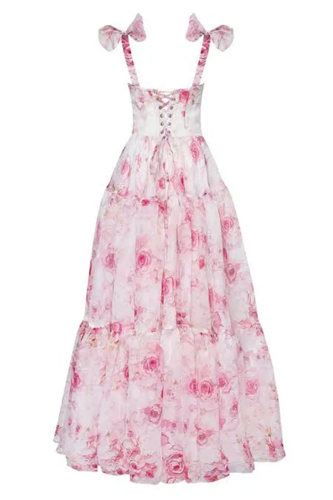 Milla Pink Peony Tenter Floral Maxi Tie-up Dress Floral Size 4  for rent on The Volte - main image