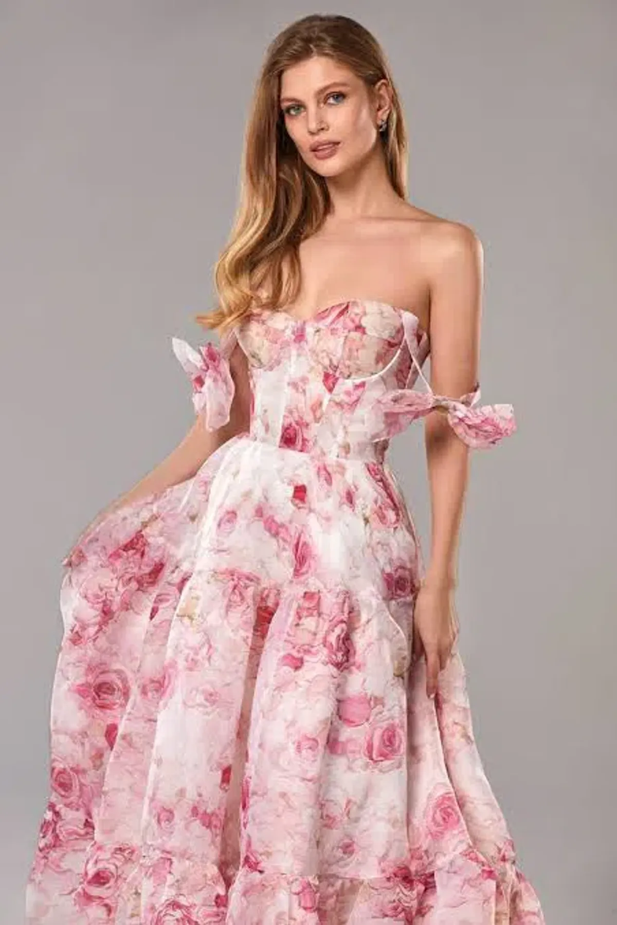 Milla Pink Peony Tenter Floral Maxi Tie-up Dress Floral Size 4  - Image 2
