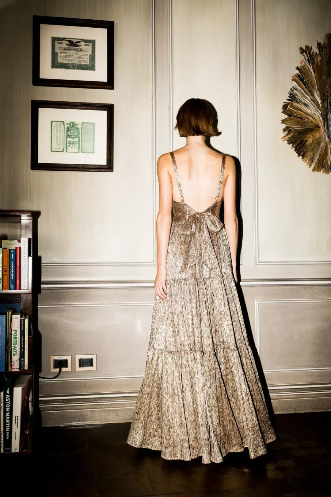 Sabina Musayev Pacific Dress Gold Foil Size XS/Au 8  for rent on The Volte - main image