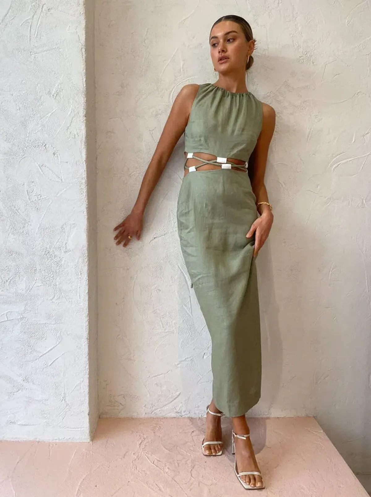 Sir the Label Mayra Deconstructed Maxi Dress In Sage Size 6  - Image 1