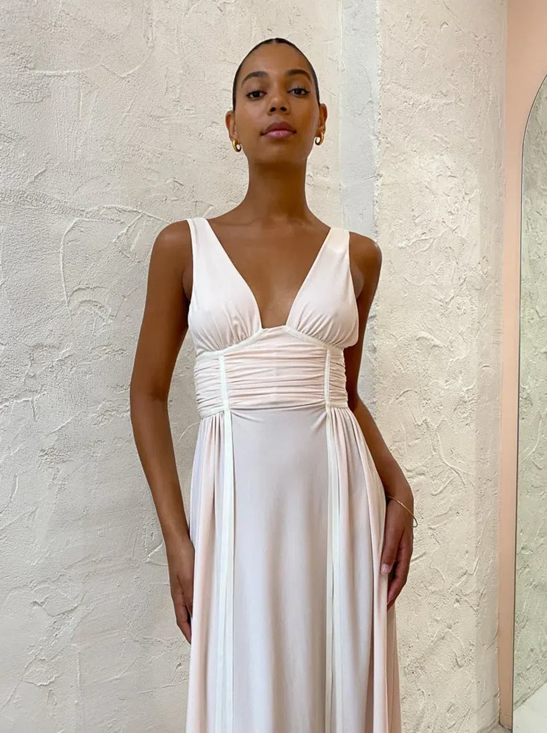 Bec and Bridge Gwen Maxi Dress In Shell Size 12 for rent on The Volte - main image