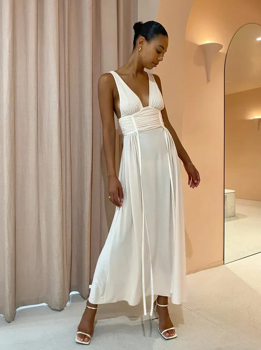 Bec and Bridge Gwen Maxi Dress In Shell Size 12 for rent on The Volte - main image