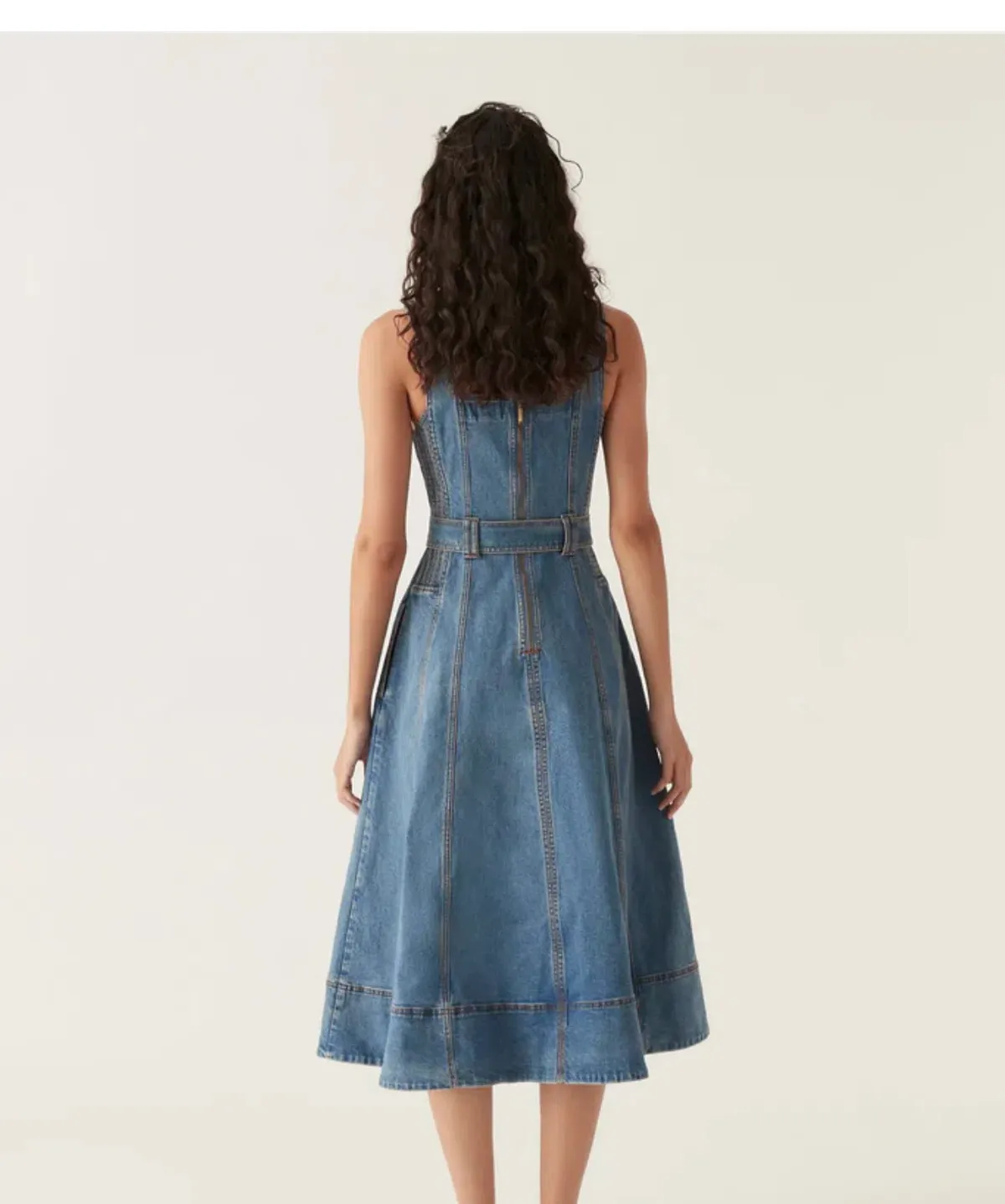 AJE Clay Denim Midi Dress 90's Wash Size 14  - Image 4