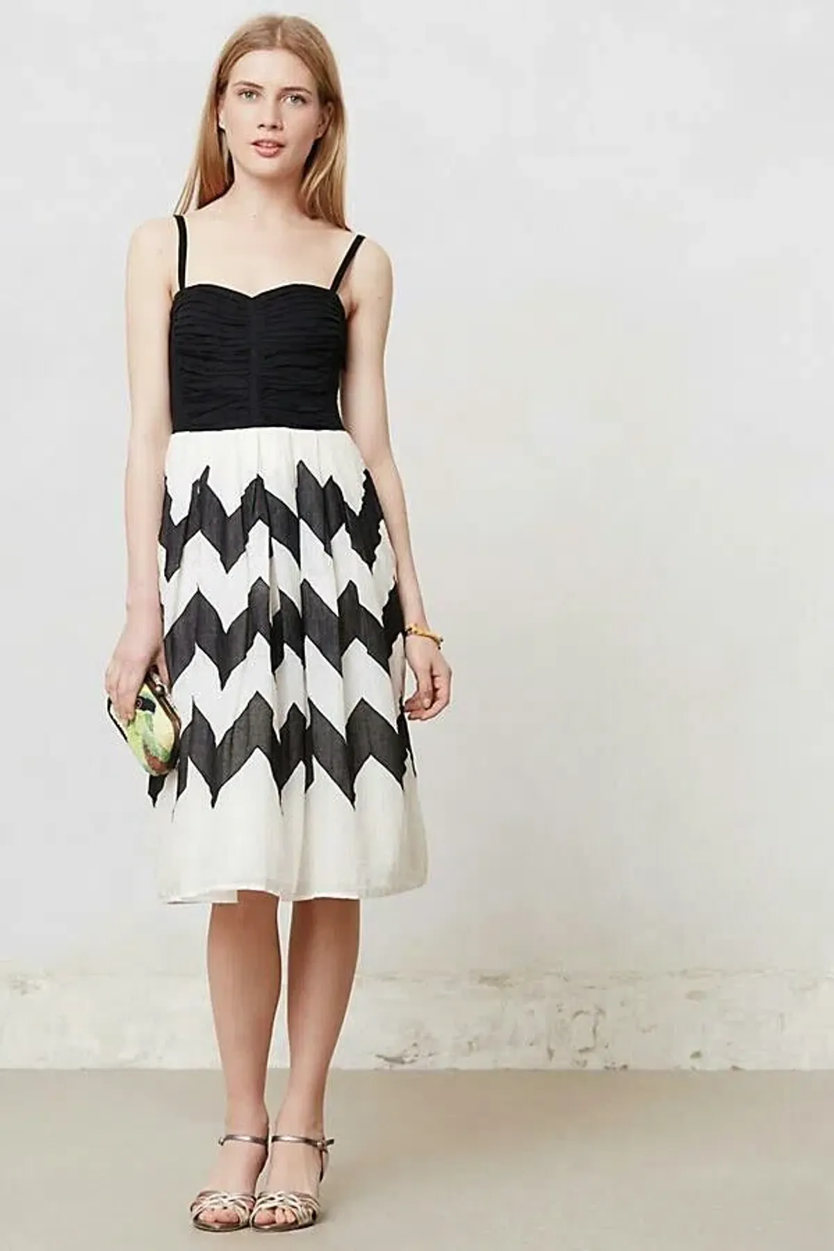 LeifNotes for Anthropologie Cherie Chevron Dress Black/White Size S / AU 8 - Image 1