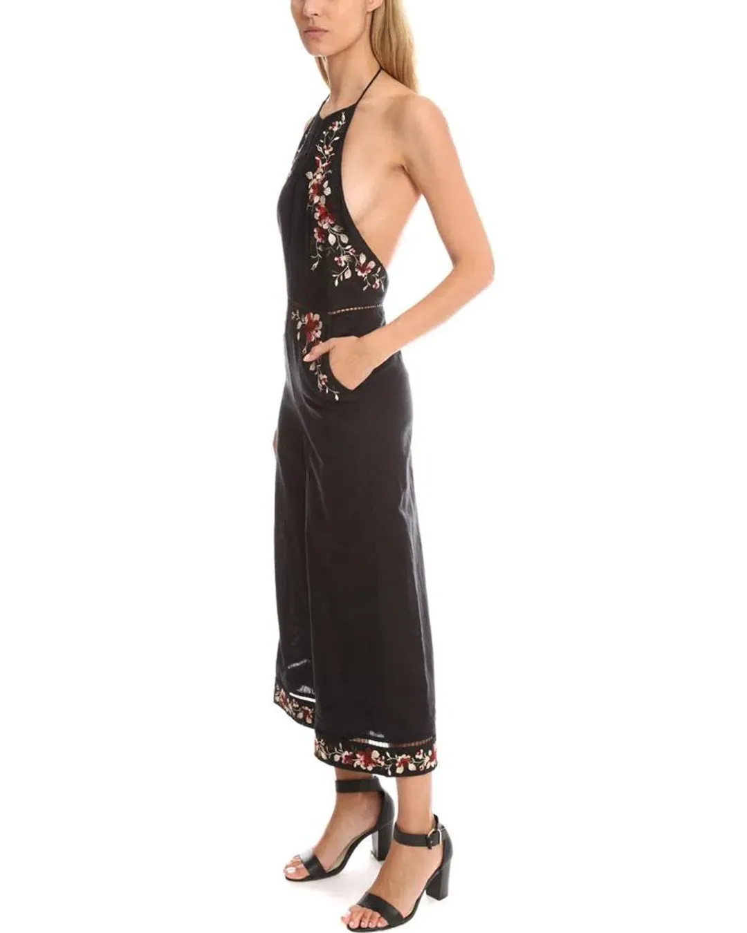 Zimmermann Sakura Embroidered Jumpsuit Black Floral Size 0 / AU 8 for rent on The Volte - main image