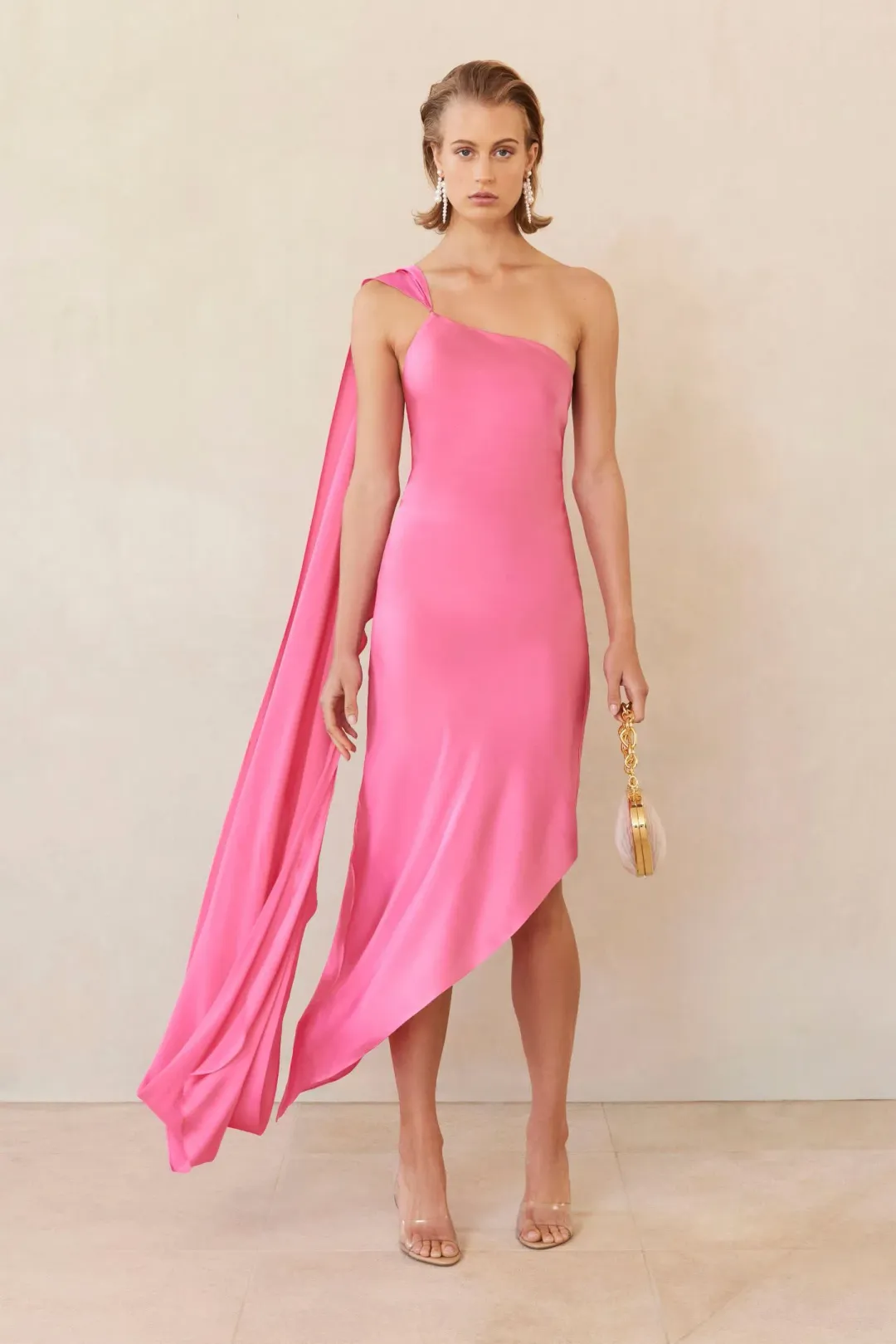 Cult Gaia Trysta One-Shoulder Asymmetric Dress Rosado Pink Size XS /AU 6 for rent on The Volte - main image