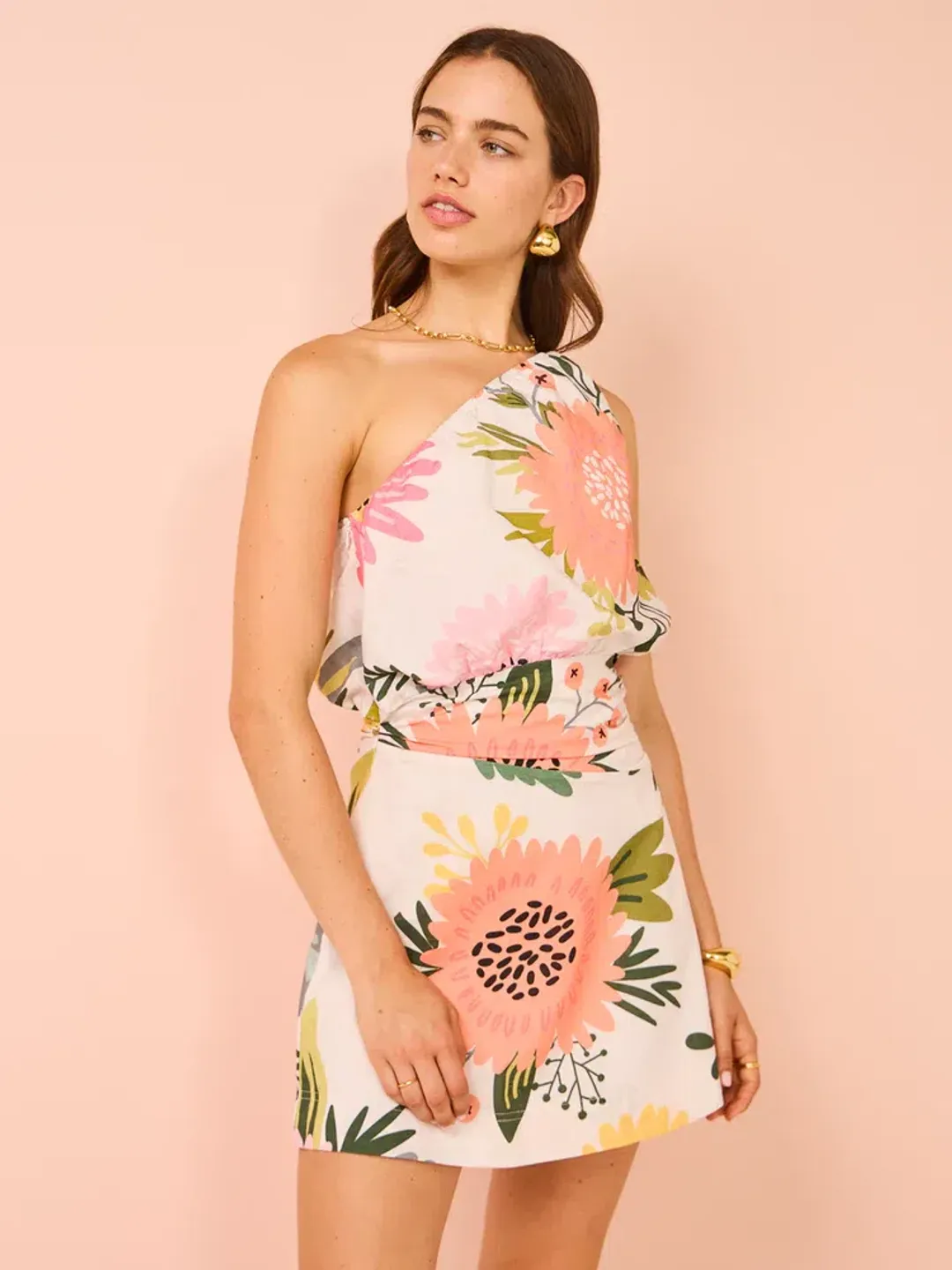 By Nicola Amelie One Shoulder Mini Dress In Potpourri Size 10 for rent on The Volte - main image