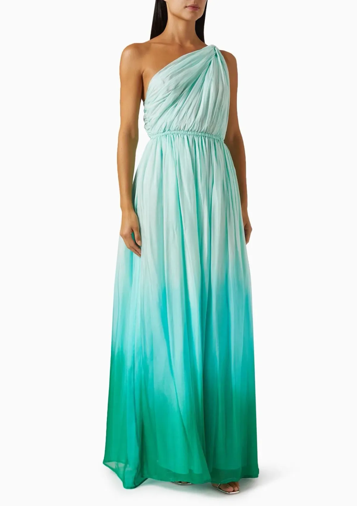 Leo Lin Adriana One Shoulder Maxi Dress Ombre Turquoise Size 14 - Image 2