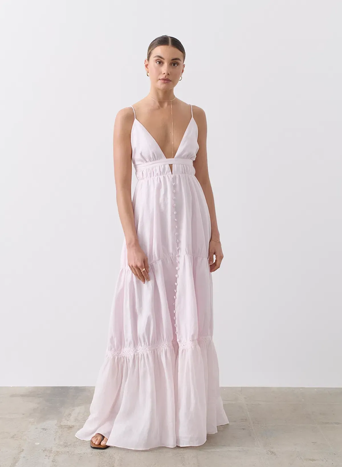 Joslin Liana Linen Ramie Maxi Dress Pink Size 8 - Image 1