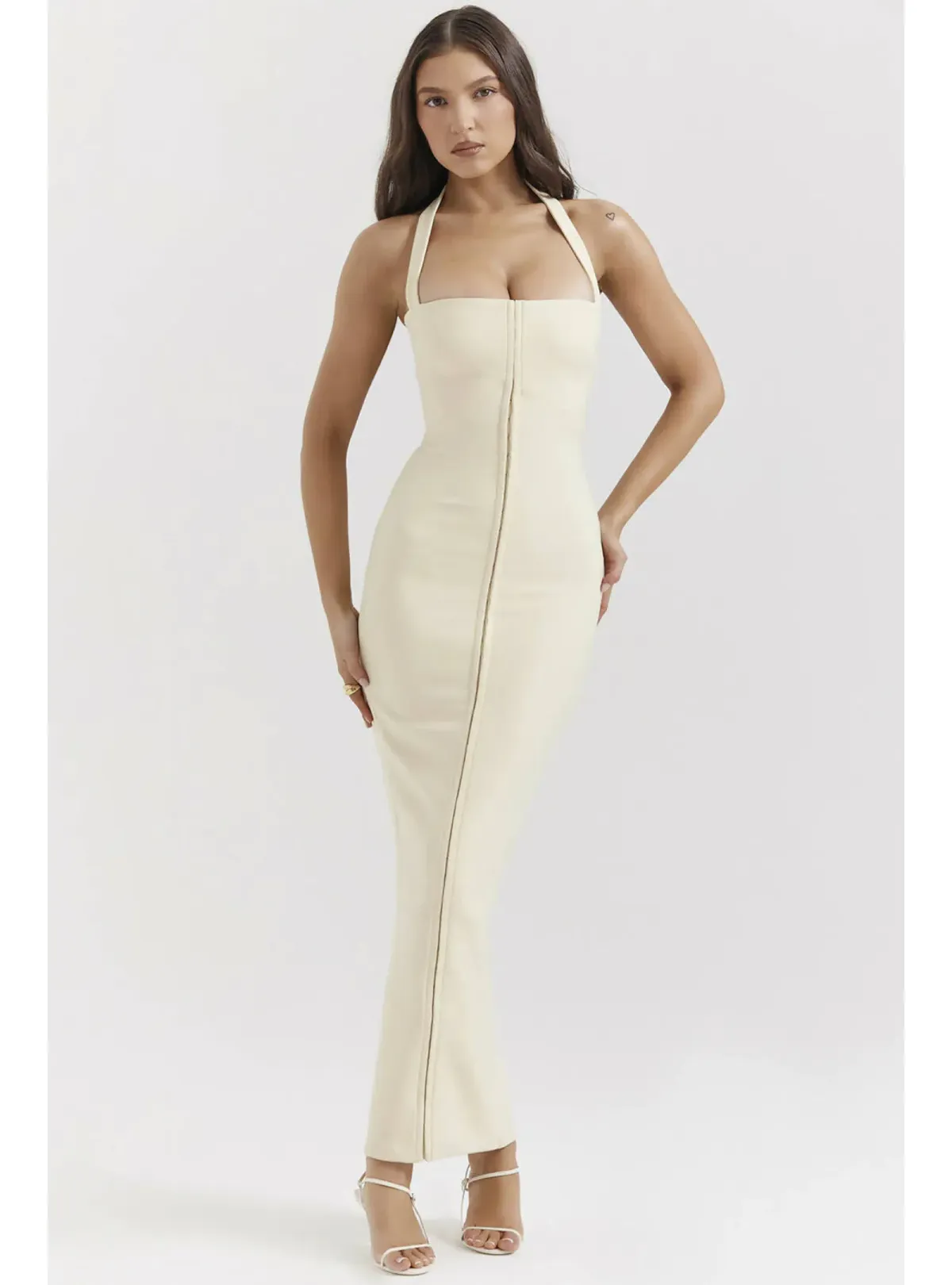 House Of CB Mia Halter Maxi Dress Yellow Size AU 8 - Image 1