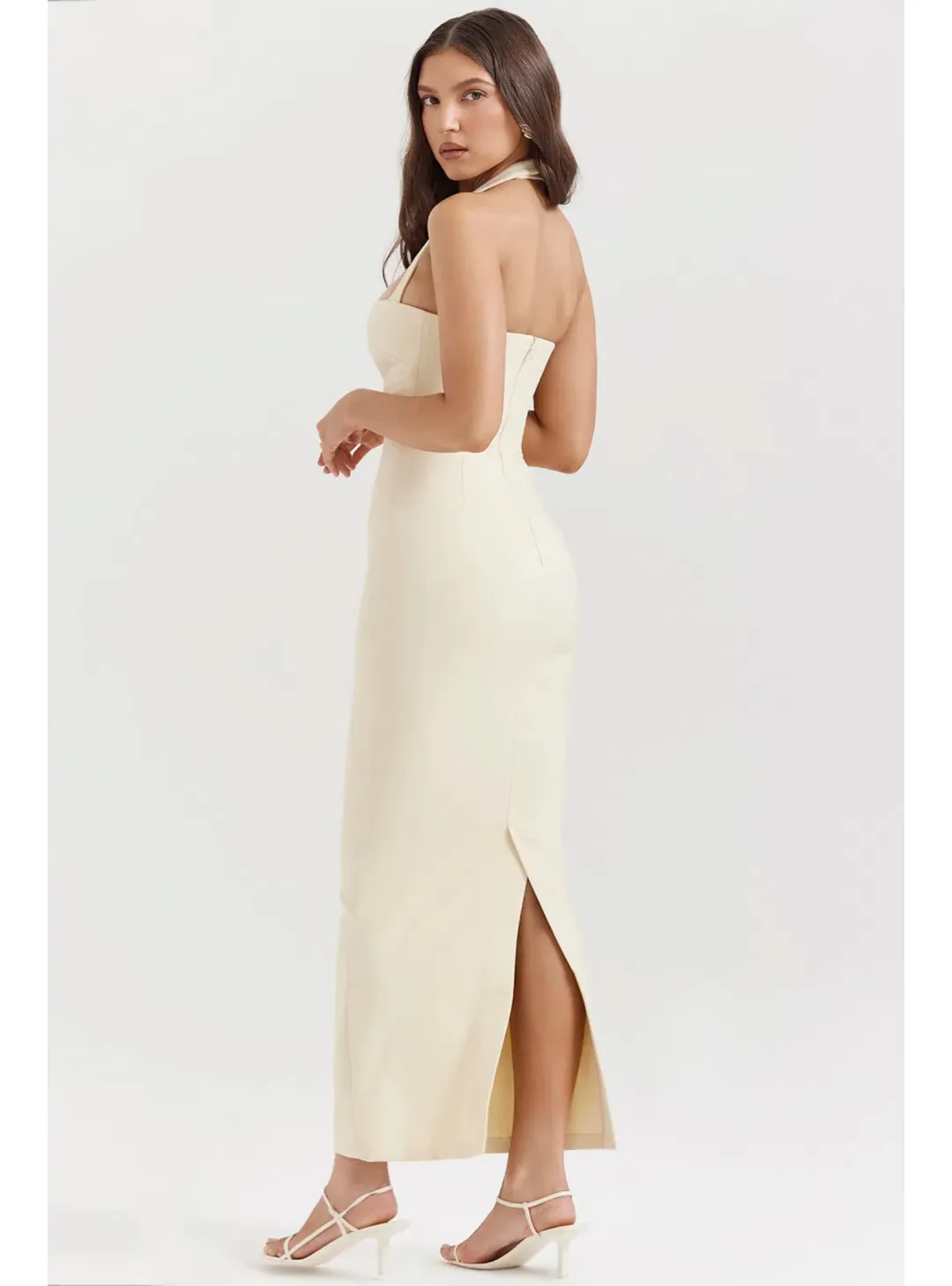 House Of CB Mia Halter Maxi Dress Yellow Size AU 8 for rent on The Volte - main image