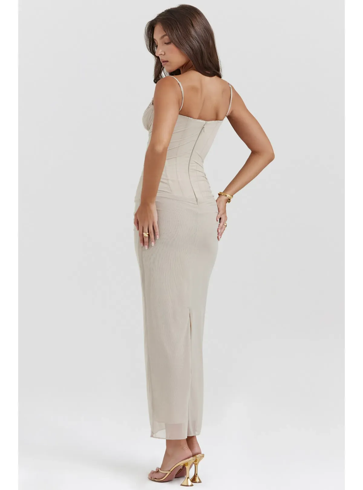 House of CB Nalini Maxi Dress in Sand Size AU 6 - Image 5