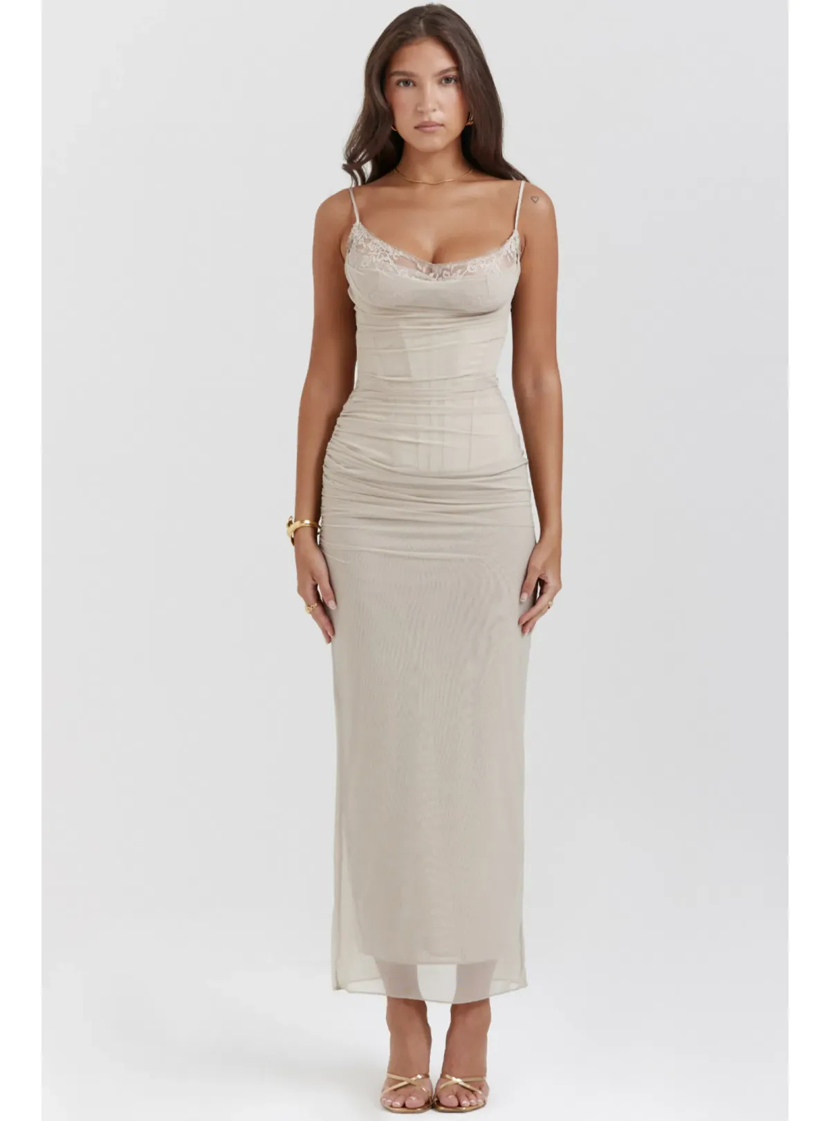 House of CB Nalini Maxi Dress in Sand Size AU 6 - Image 2