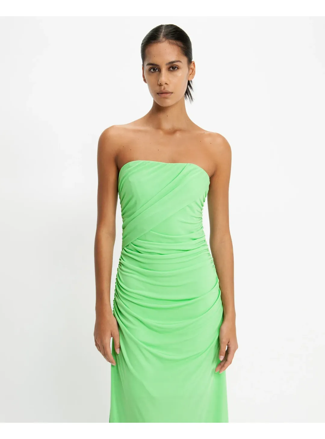 Cue Jersey Bandeau Gown Summer Green Size AU 10 for rent on The Volte - main image